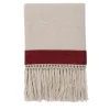Coperta con frange a banda rossa