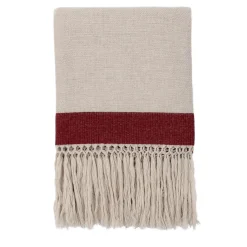 Coperta con frange a banda rossa