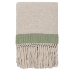 Coperta con frange a banda verde