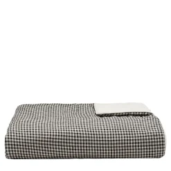 Coperta di lino a quadretti bianchi e neri con profili