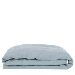 Coperta di lino azzurro con profili