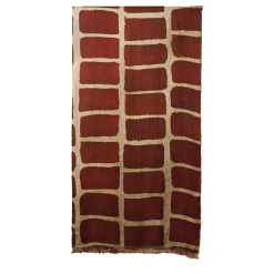 Coperta di lino di Scilla con motivo mattone-rosso e sabbia