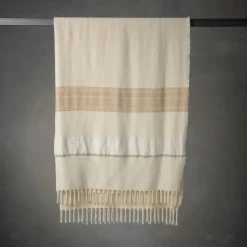 Coperta di lino e seta con frange Senja.D1
