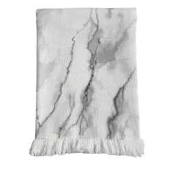 Coperta dipinta a mano grigia con frange Marmo