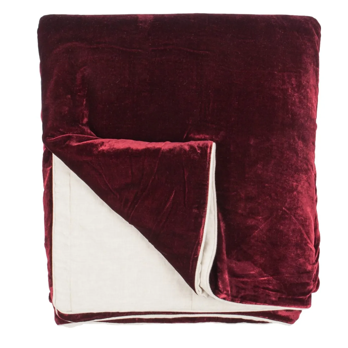 Coperta di velluto rosso e lino