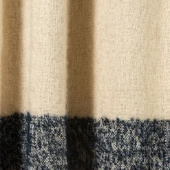 Coperta Druig con frange beige e blu