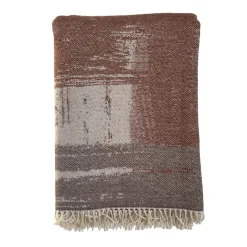 Coperta Graffiti con frange marrone e beige