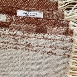 Coperta Graffiti con frange marrone e beige