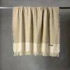 Coperta Hela con frange sabbia e beige