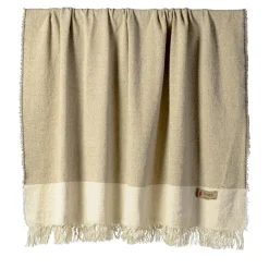 Coperta Hela con frange sabbia e beige