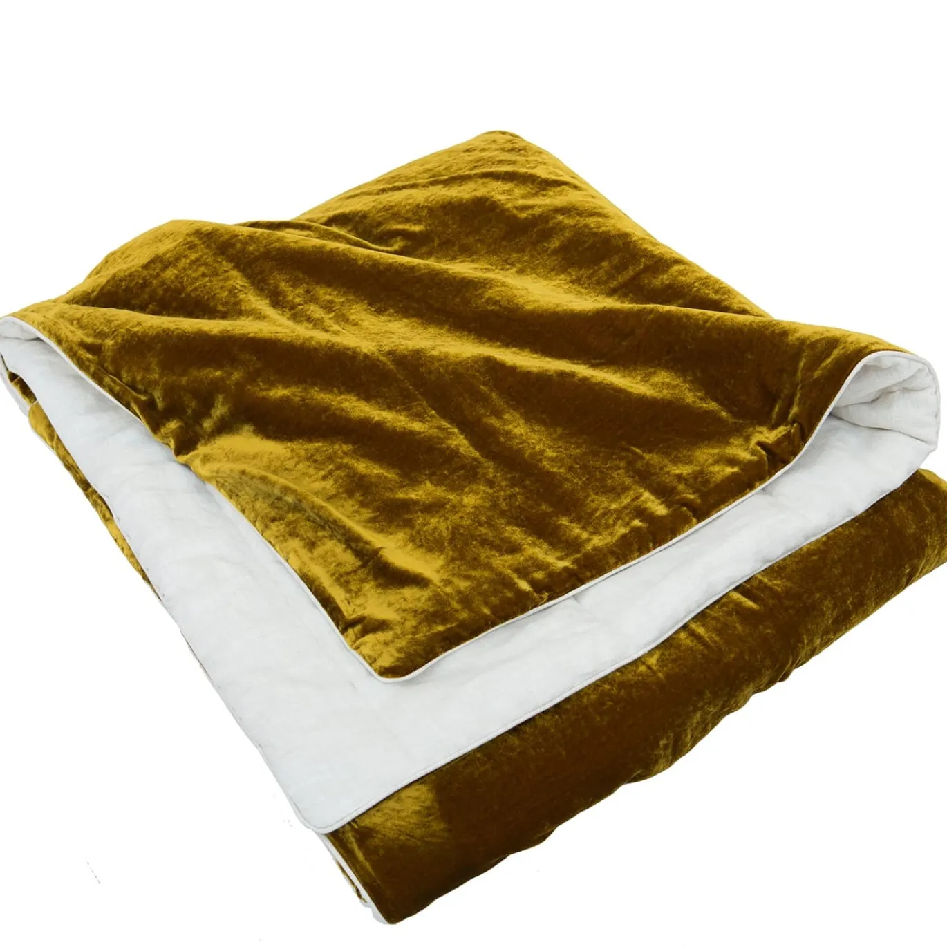 Coperta in lino e velluto dorato
