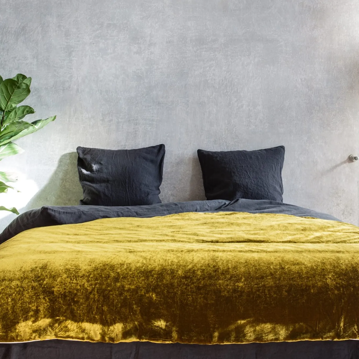 Coperta in lino e velluto dorato