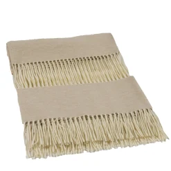 Coperta piccola beige con frange Defilé