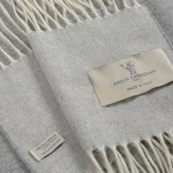 Coperta piccola grigia con frange Defilé