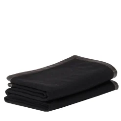 Coperta piccola nera con orlo in pelle Salon