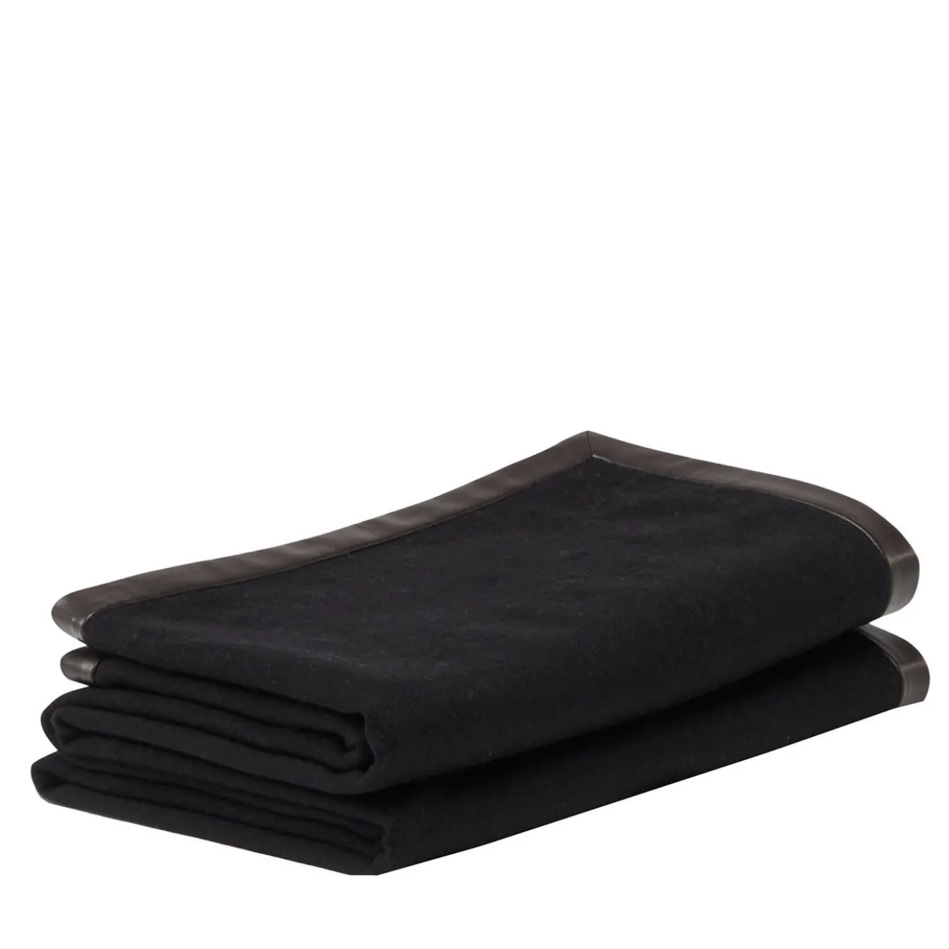 Coperta piccola nera con orlo in pelle Salon