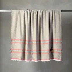 Coperta Rigoroso con frange in cashmere e lino policromatico