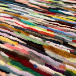 Coperta Striàta in pelliccia di visone multicolore