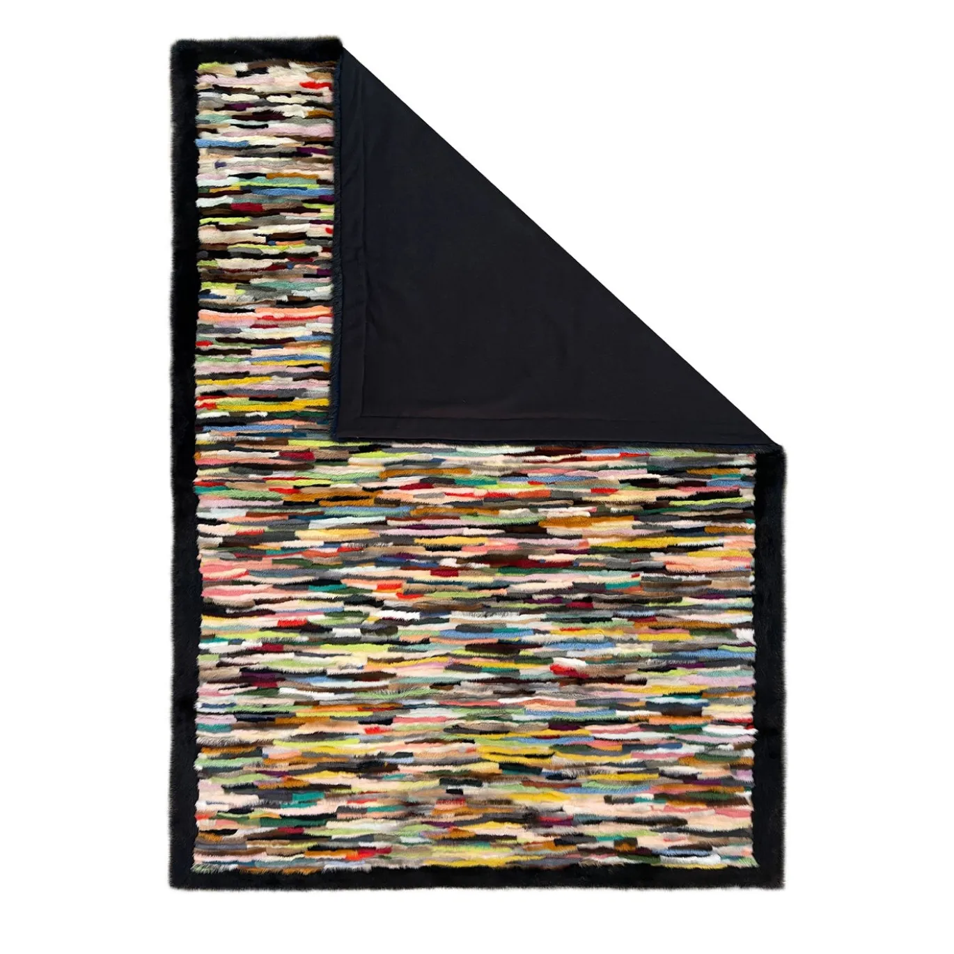 Coperta Striàta in pelliccia di visone multicolore