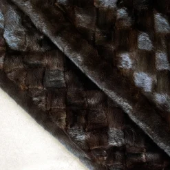 Coperta Trama in pelliccia di visone marrone scuro