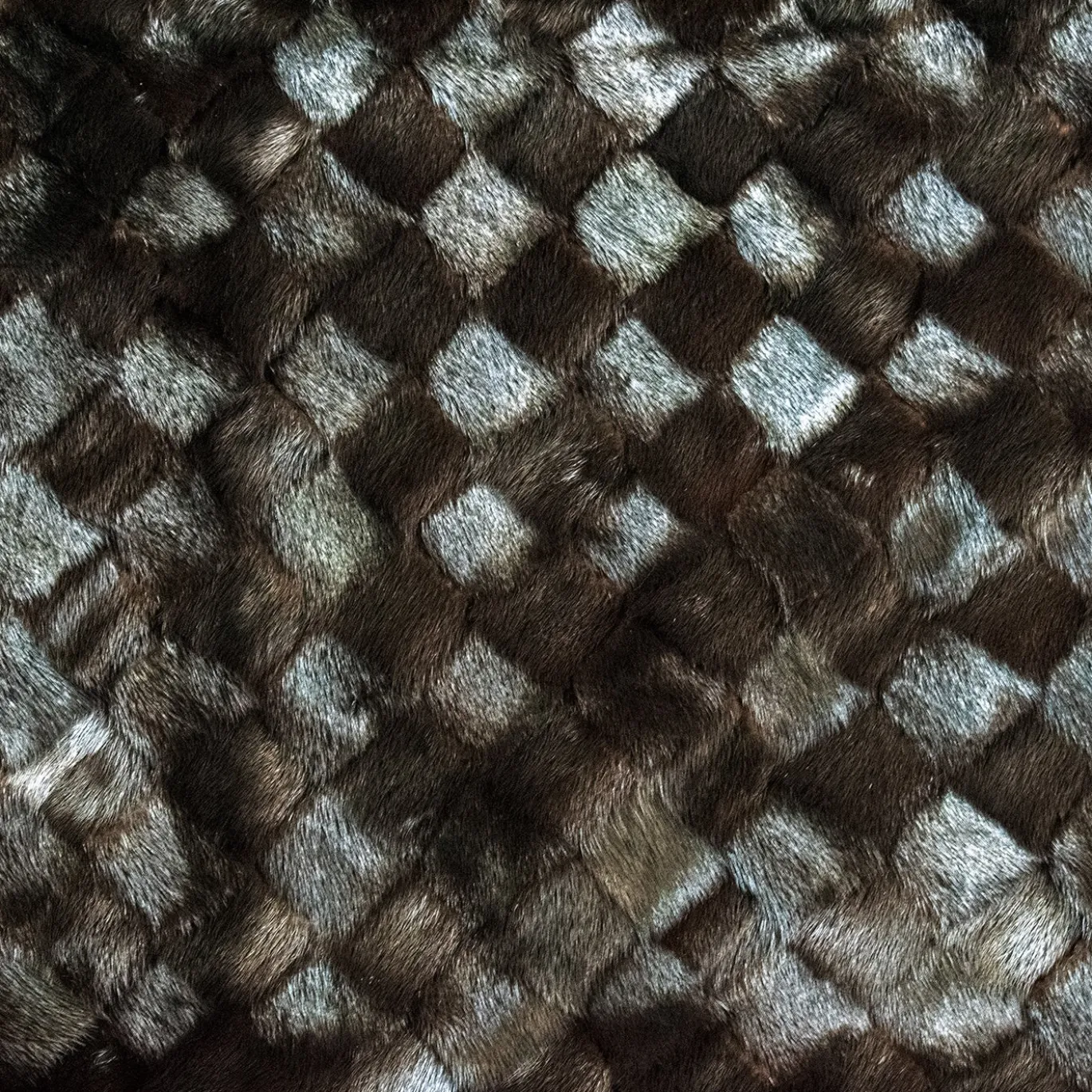 Coperta Trama in pelliccia di visone marrone scuro