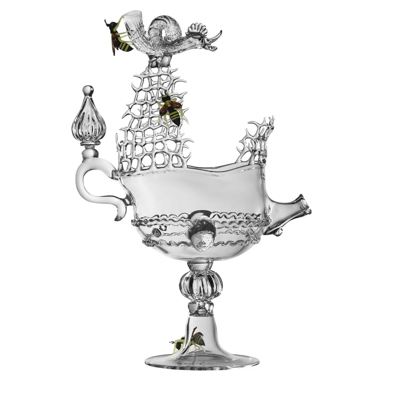 Coppa scultorea in vetro veneziano Galeon