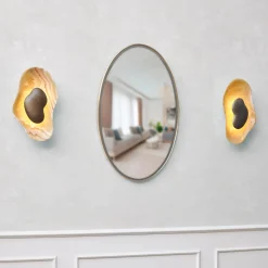 Coppia di Applique Oyster in onice e bronzo martellato