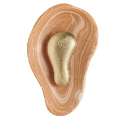 Coppia di Applique Oyster in onice e ottone martellato