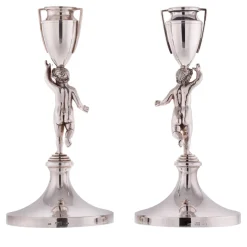 Coppia di candelieri Pitti in argento sterling
