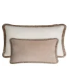 Coppia di cuscini Happy in velluto beige e bianco a forma di rettangolo