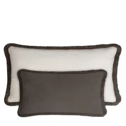 Coppia di cuscini rettangolari in carbonio e velluto bianco Happy Cushion