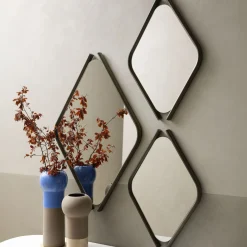 Coppia di specchi in legno Eye Bis con cornice in rovere massiccio
