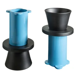 Coppie di Fatto Vasi Decorativi in Ceramica Neri e Blu di Nathalie Du Pasquier