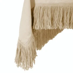 Copriletto con frange in lino pesante