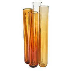 Corallo n.3 Vaso tubolare in cristallo soffiato a mano arancione
