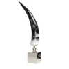 Corno verticale con base in ottone nichelato Scultura