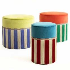 Couture Geometric Riga Grande Ottomana gialla e viola