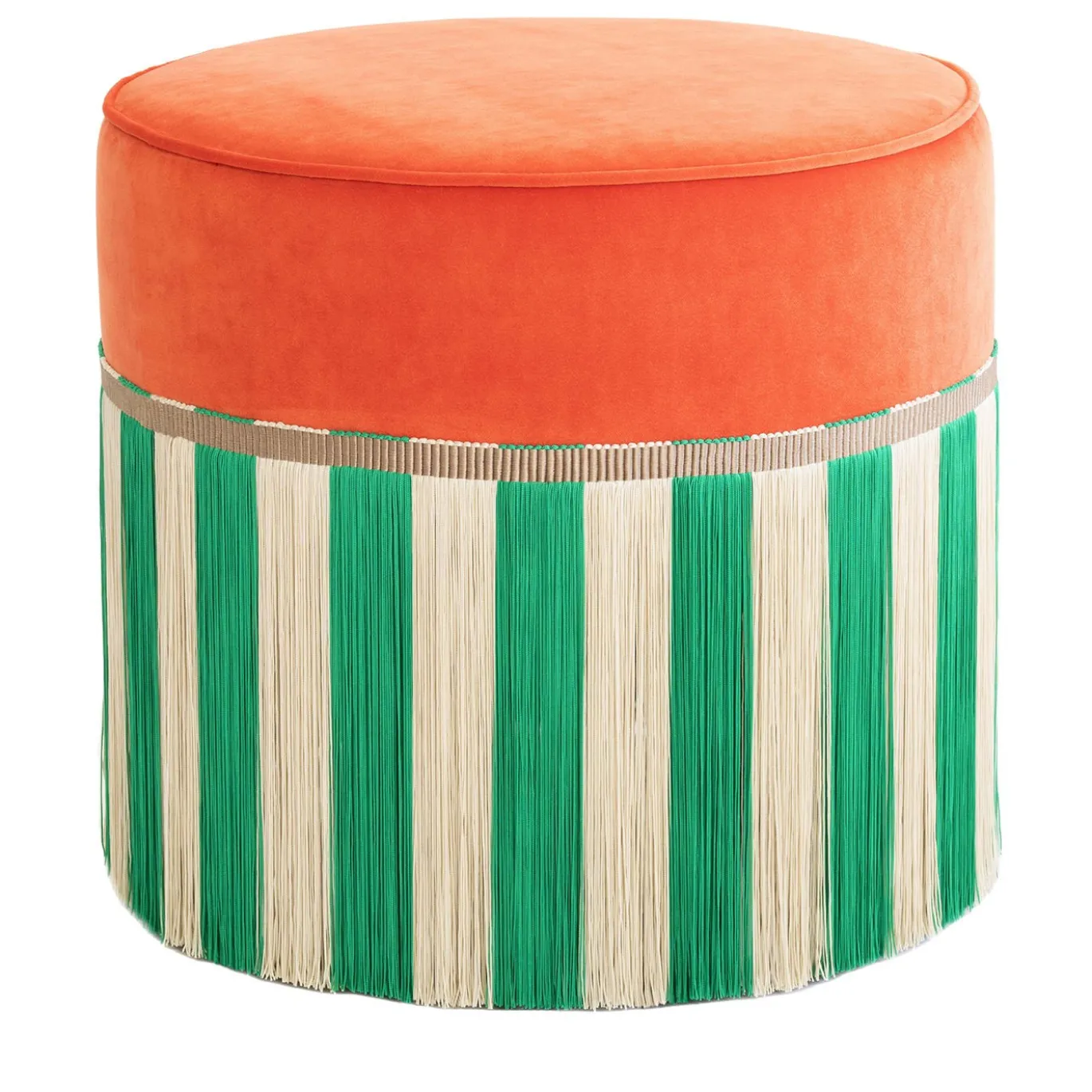 Couture Geometric Riga, grande pouf arancione e verde