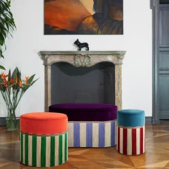 Couture Geometric Riga, grande pouf arancione e verde