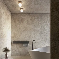 Crapa Lampada da soffitto piccola in ottone oro e vetro
