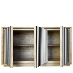Credenza a 3 ante in bianco e nero Fuga Strisce Due di M. Meccani