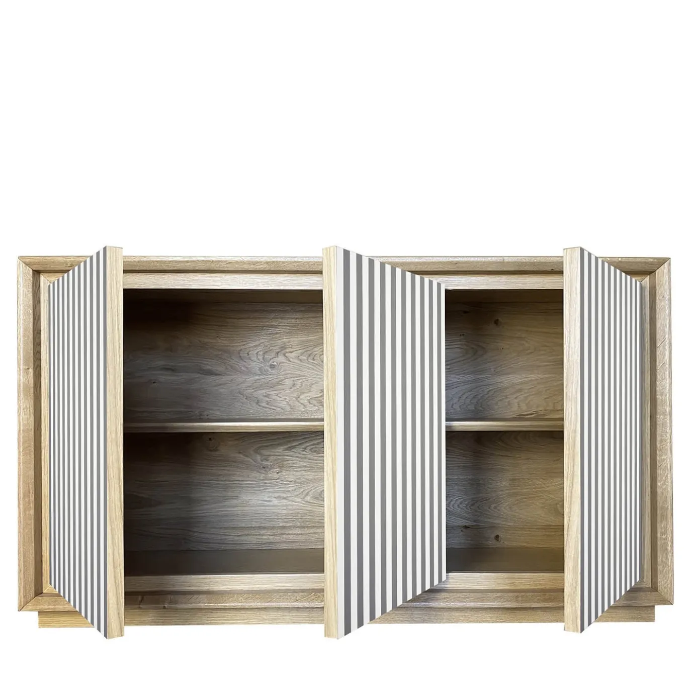 Credenza a 3 ante in grigio e bianco di Fuga Strisce Tre di M. Meccani