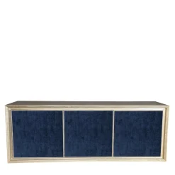 Credenza a 3 ante in velluto blu di Mascia Meccani