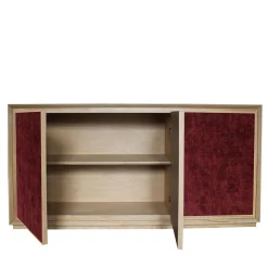 Credenza a 3 ante in velluto rosso scuro di Mascia Meccani