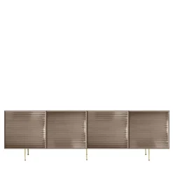 Credenza A 4 Ante In Vetro Bronzato Con Scanalature