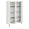 Credenza a 2 Ante in Vetro con Accenti Dorati