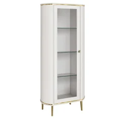 Credenza a 1 Porta in Vetro con Accenti Dorati