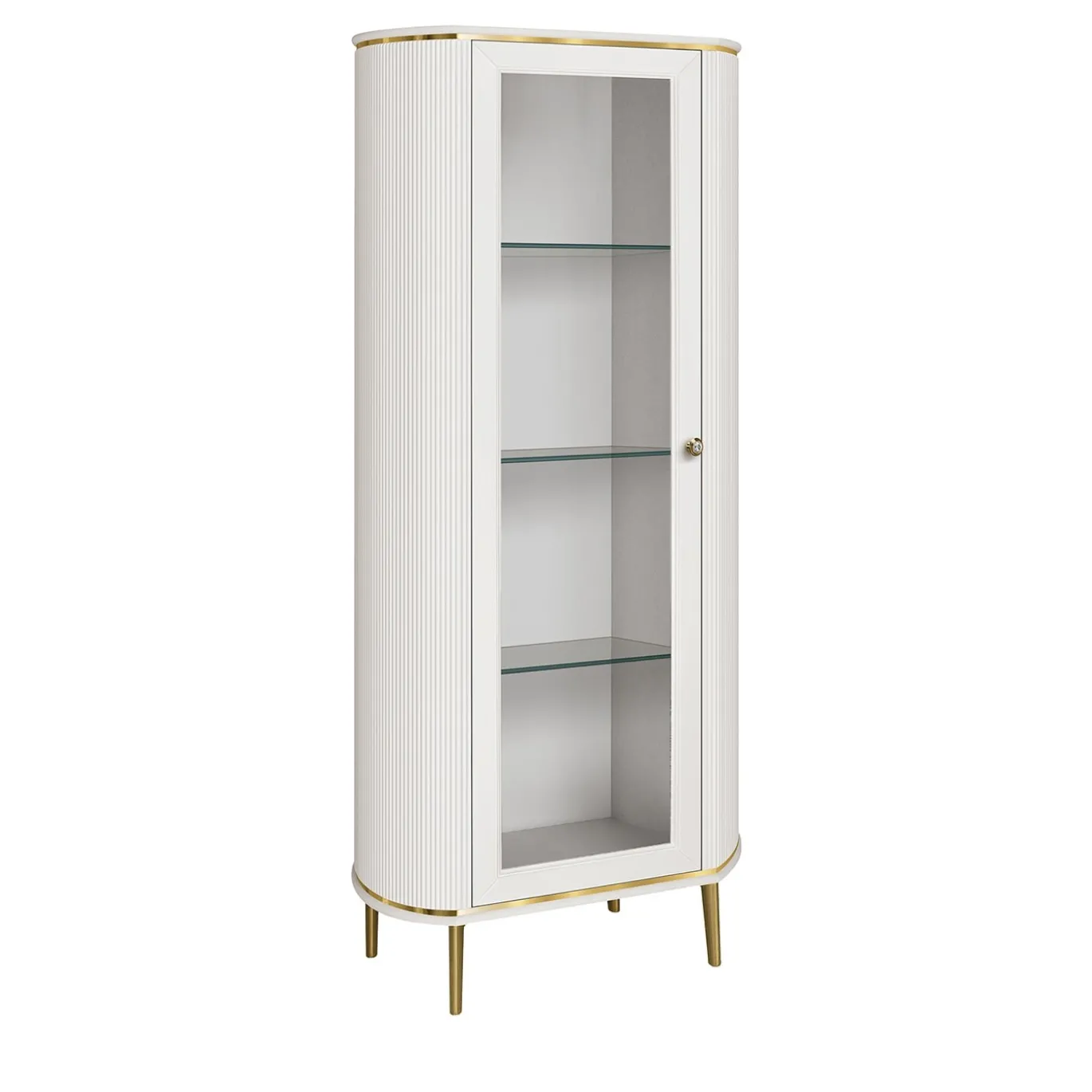 Credenza a 1 Porta in Vetro con Accenti Dorati