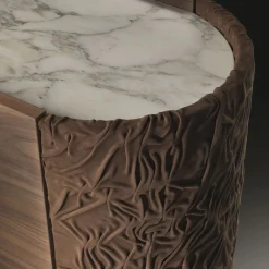 Credenza Arena a 2 ante in pelle e legno con piano in marmo