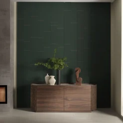Credenza Arena a 2 ante in pelle e legno con piano in marmo